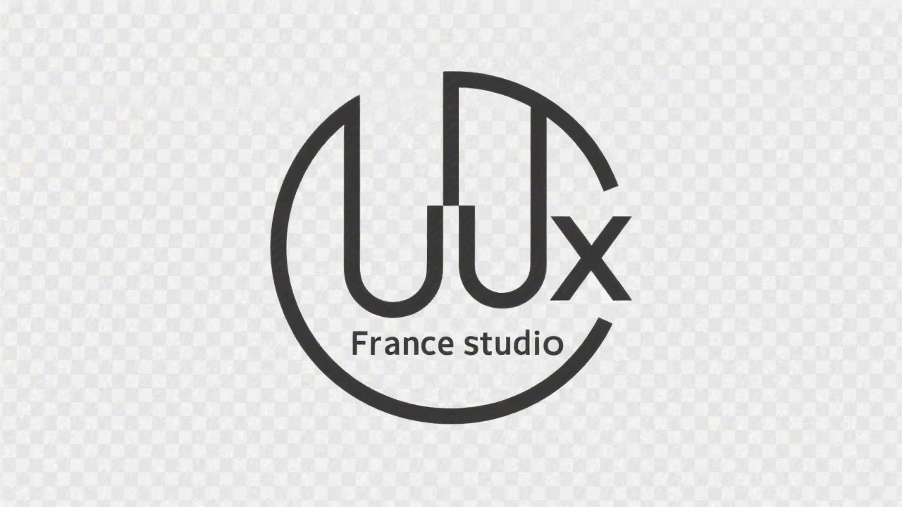 Minimalist logotype for UIUX France Studio showing clean geometric initials within a simple circle on a transparent background